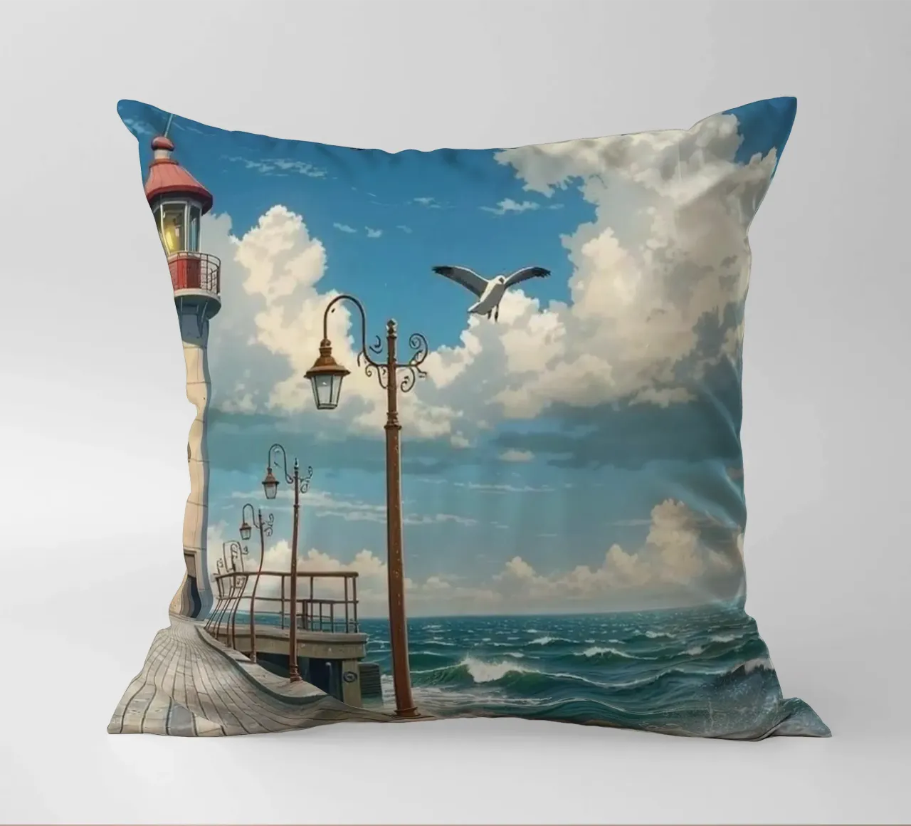 lighthouse seagulls cuscino da Histrol