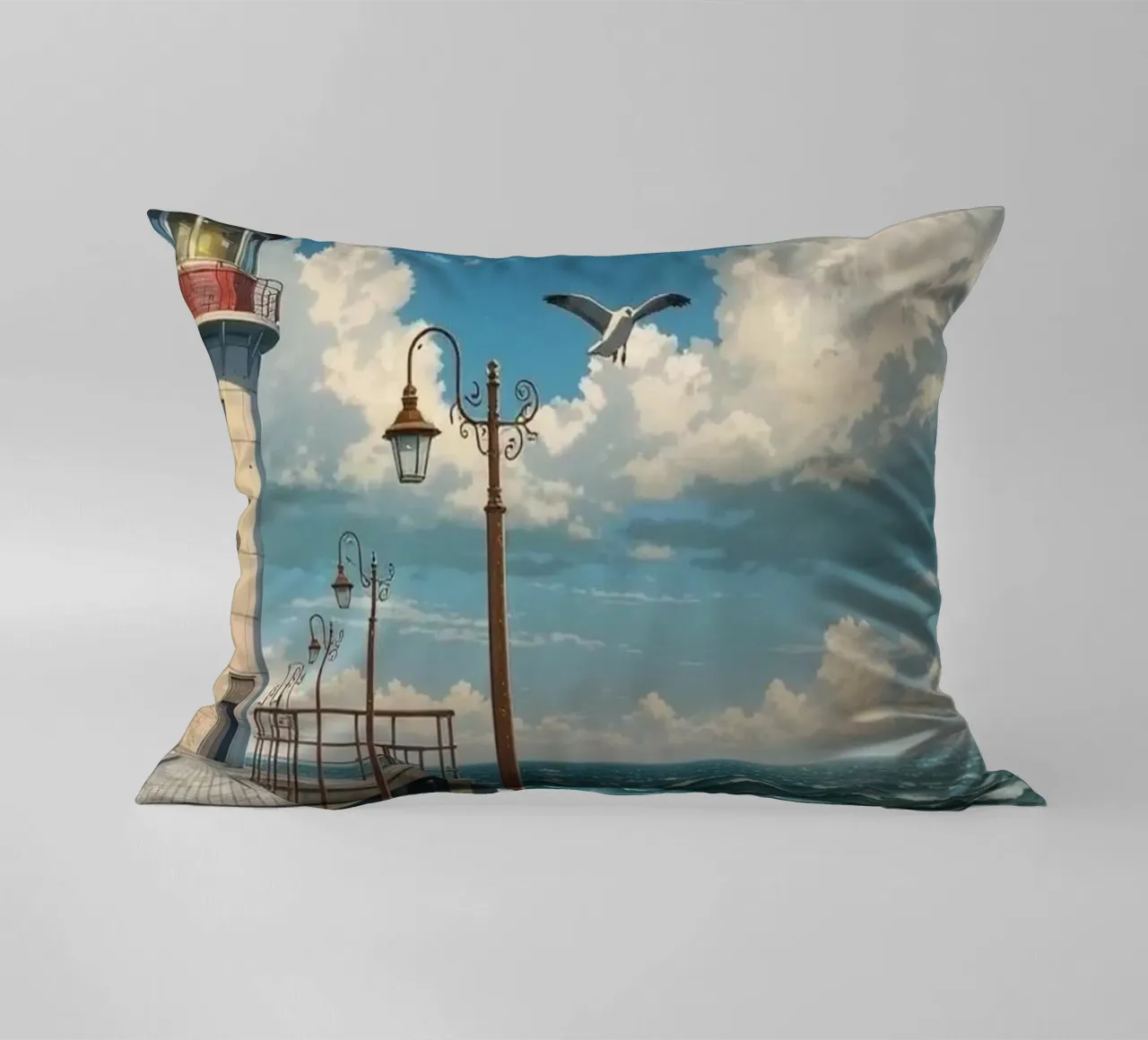 lighthouse seagulls cuscino da Histrol