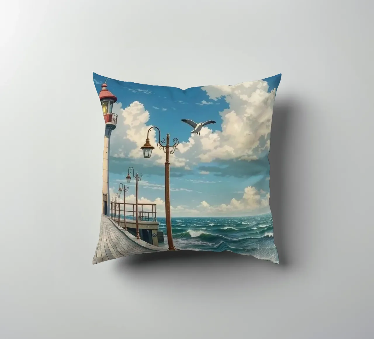 lighthouse seagulls cuscino da Histrol