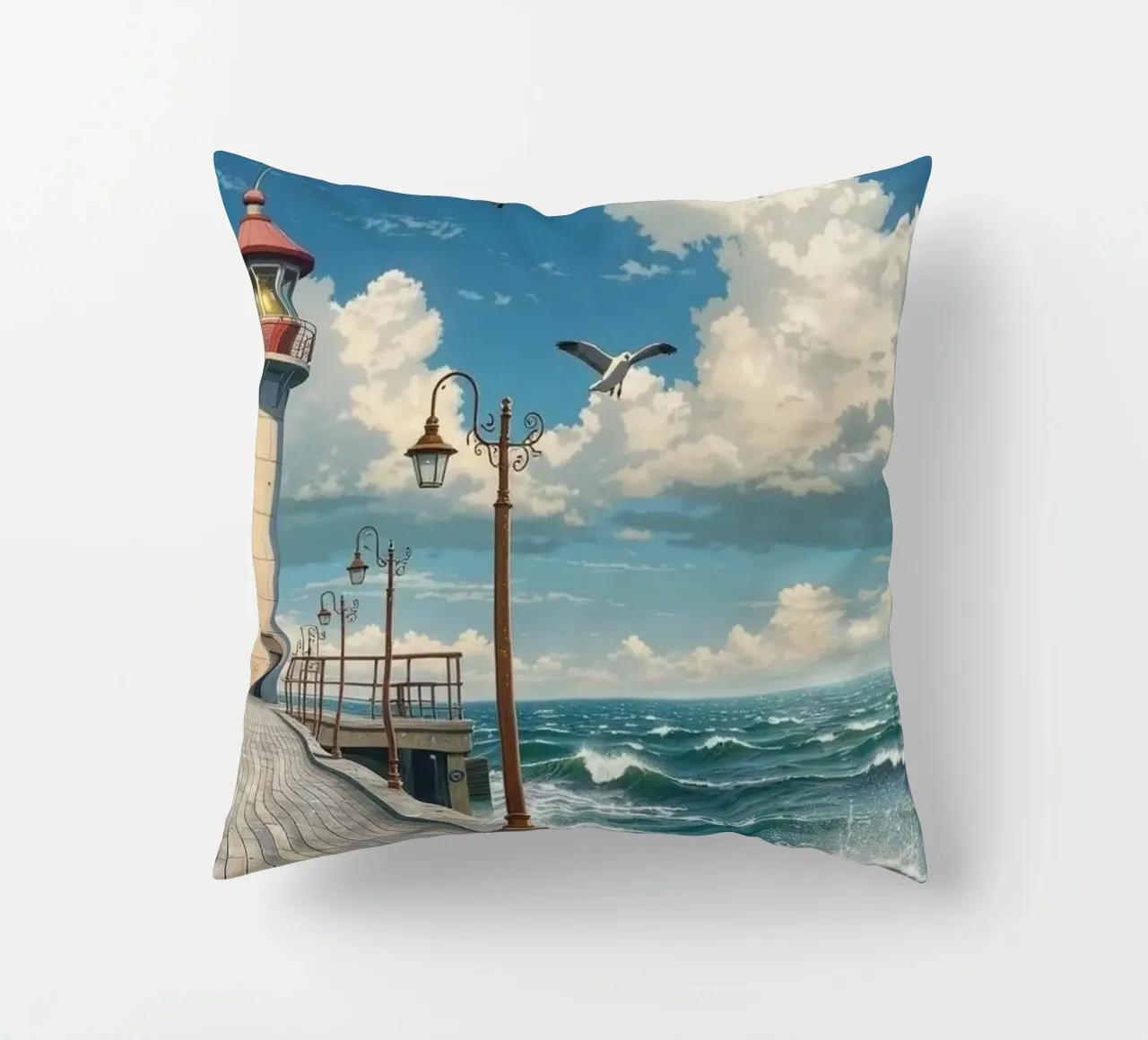 lighthouse seagulls cuscino da Histrol
