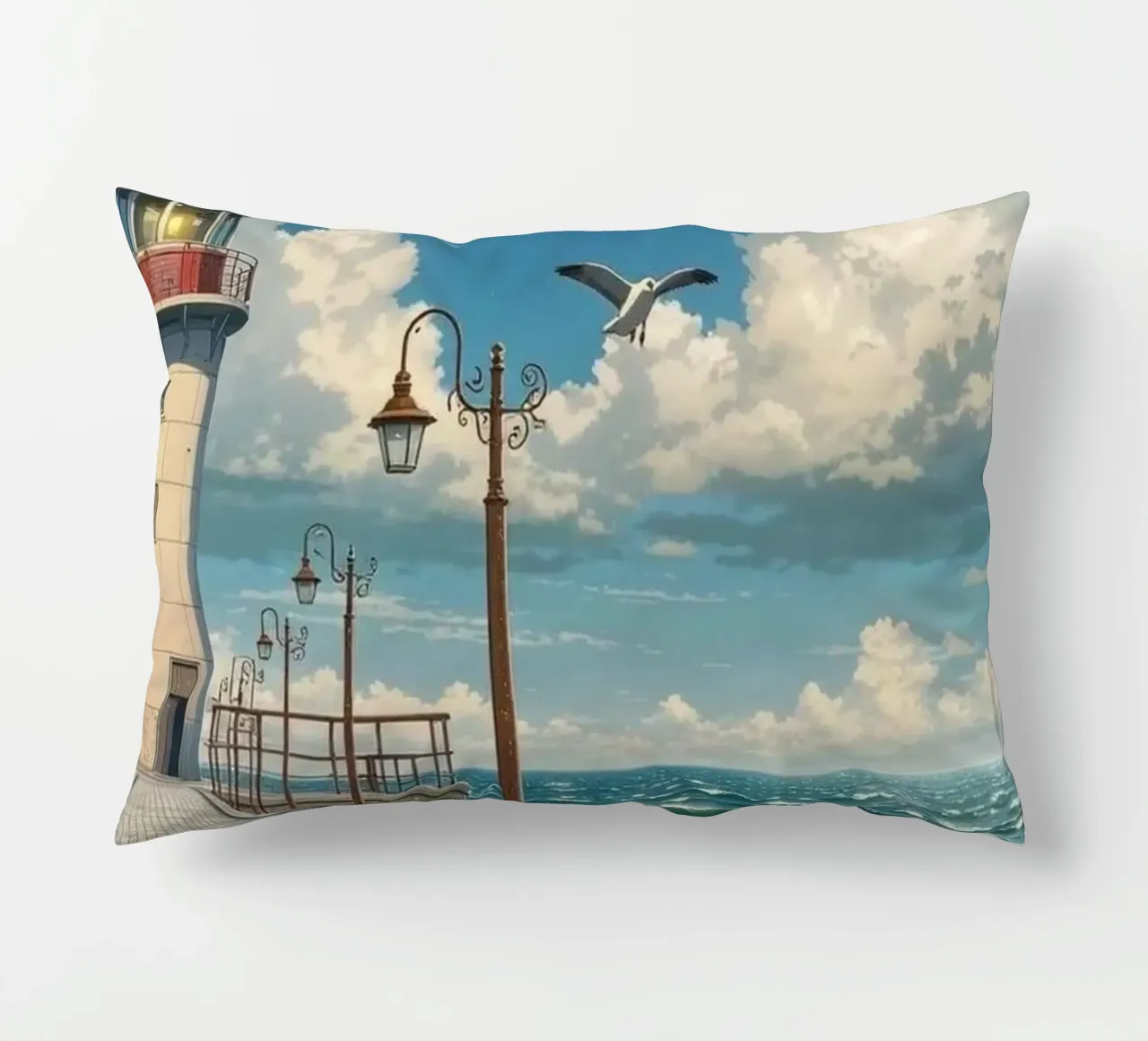 lighthouse seagulls cuscino da Histrol