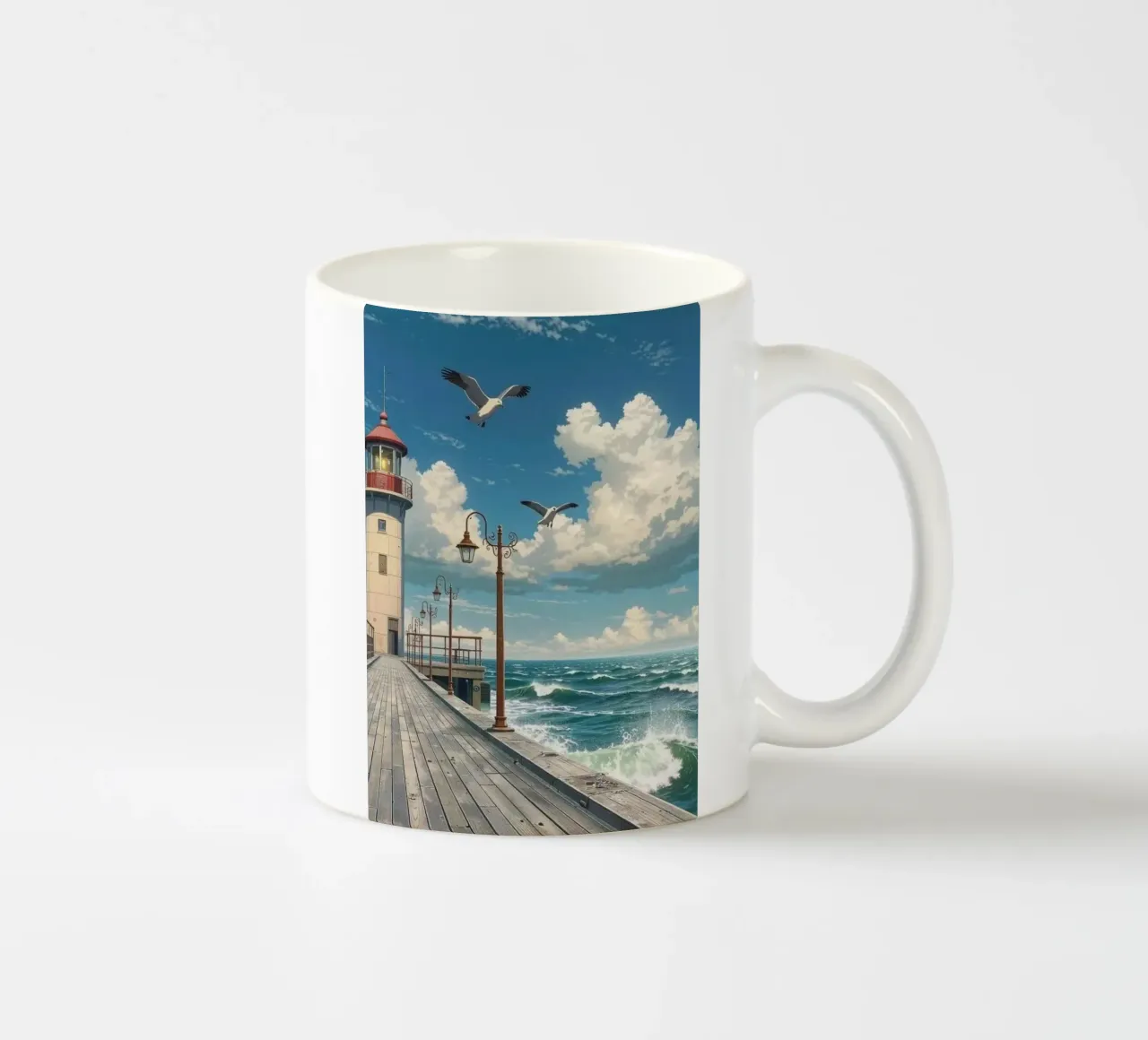 lighthouse seagulls tazza in ceramica da Histrol