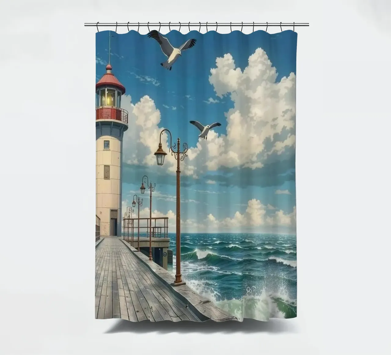 lighthouse seagulls tenda da doccia da Histrol