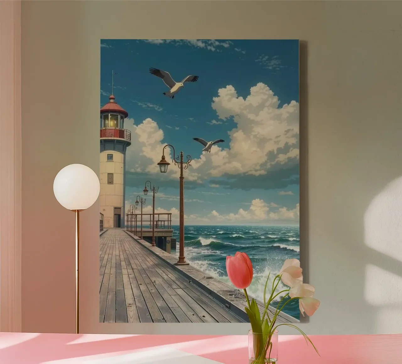 lighthouse seagulls tela da Histrol