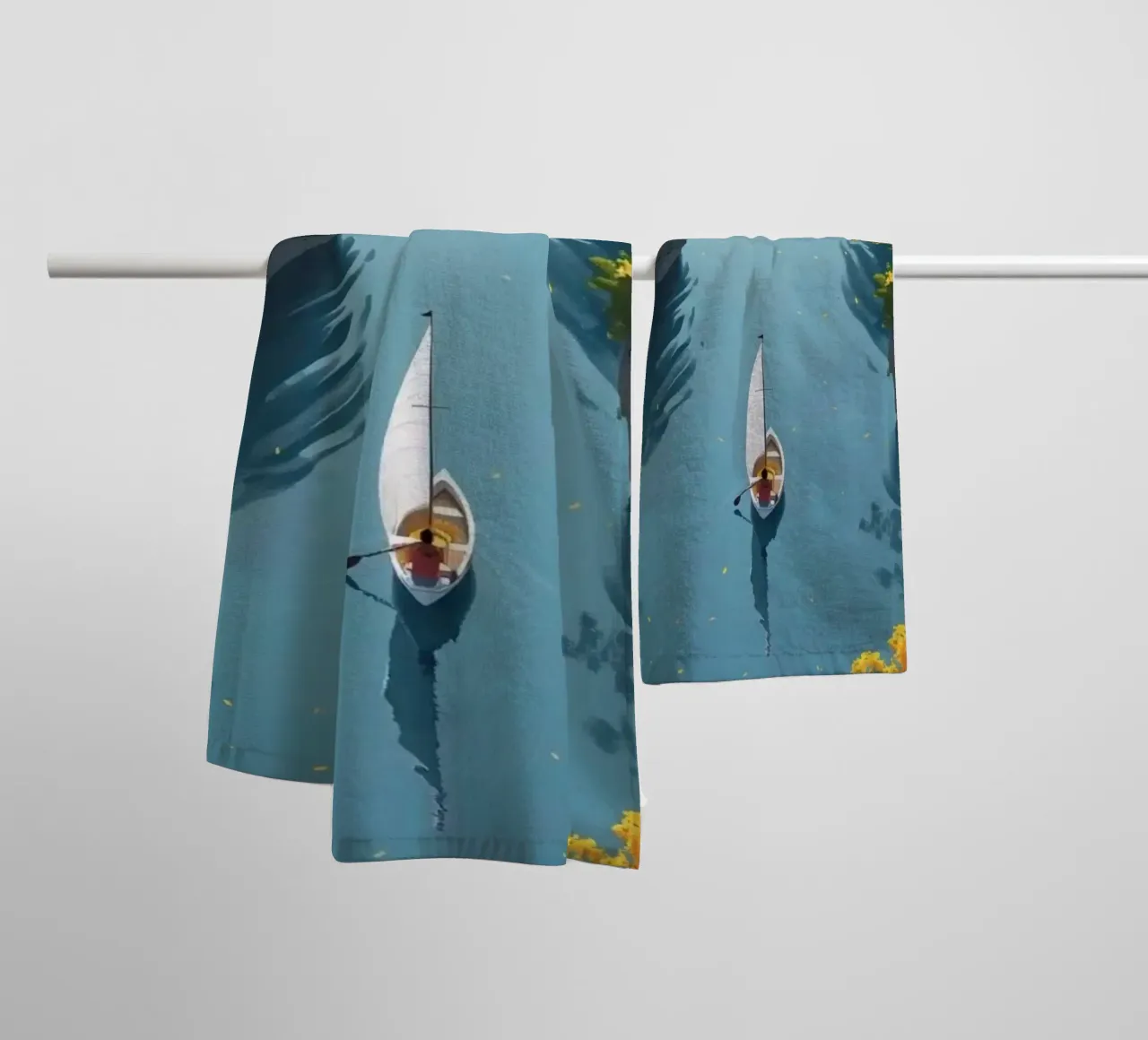sailboat river towel by twillight
