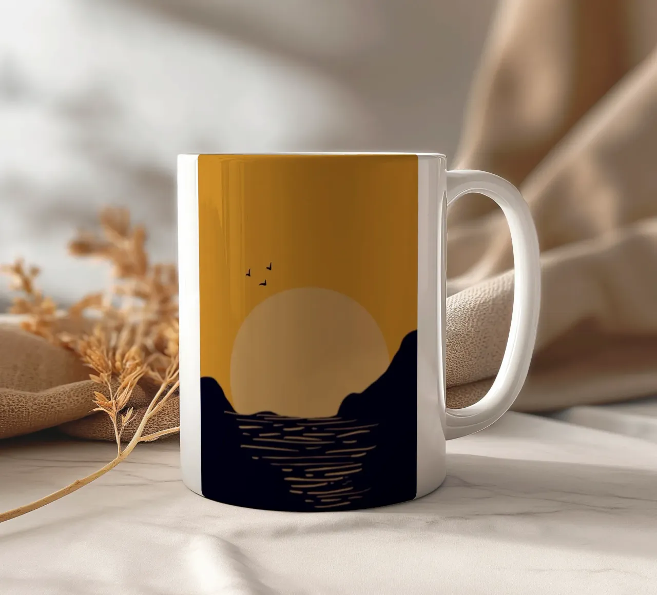 sunset birds tazza in ceramica da Histrol