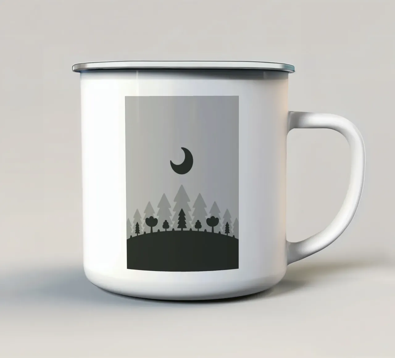 silhouette of trees forest night tazza in smalto da Histrol