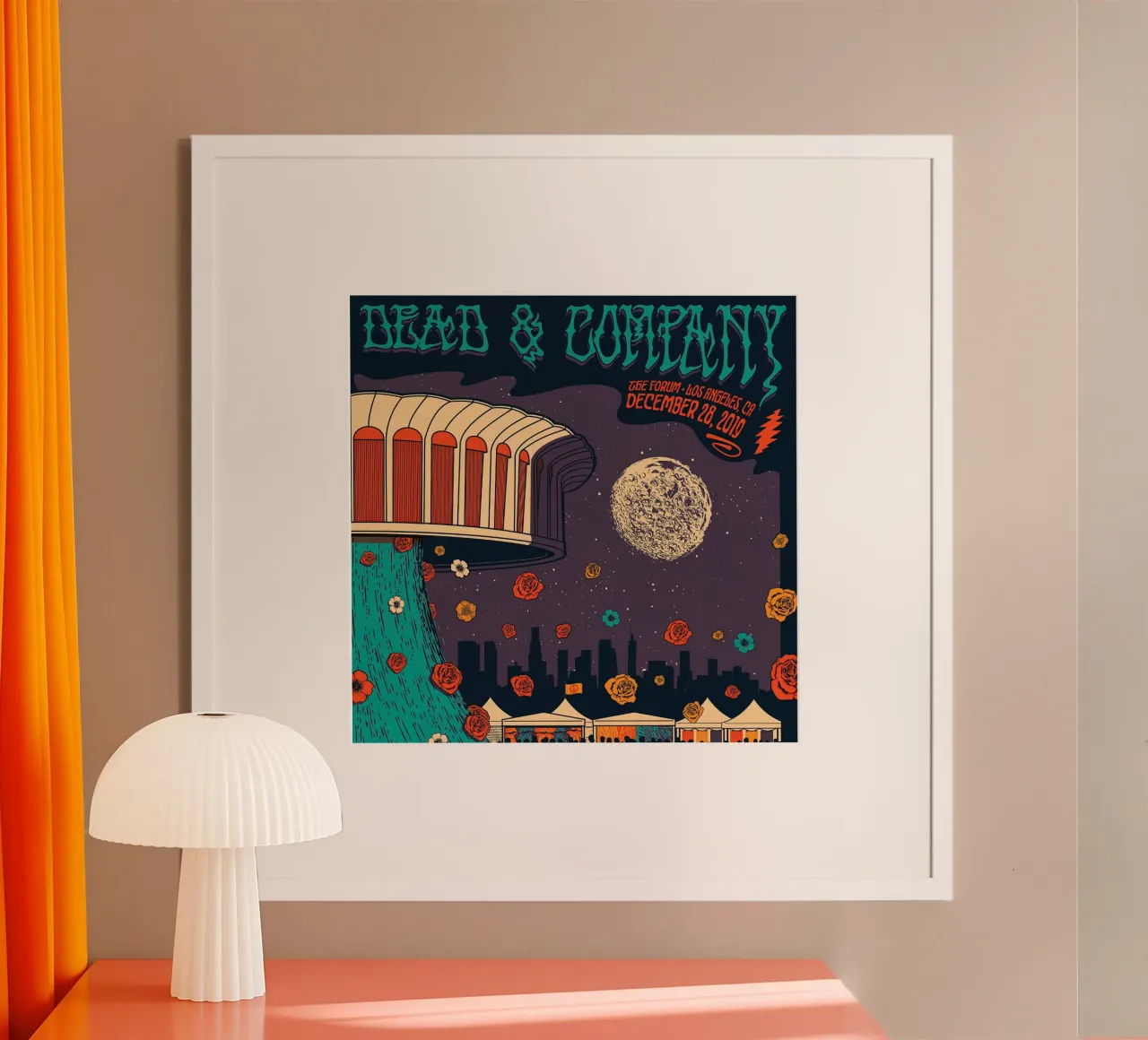 dead and company los angeles poster con telaio in legno da martina