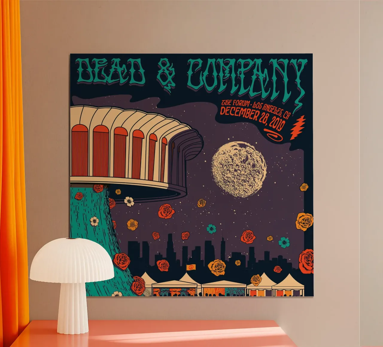 dead and company los angeles poster con telaio in legno da martina