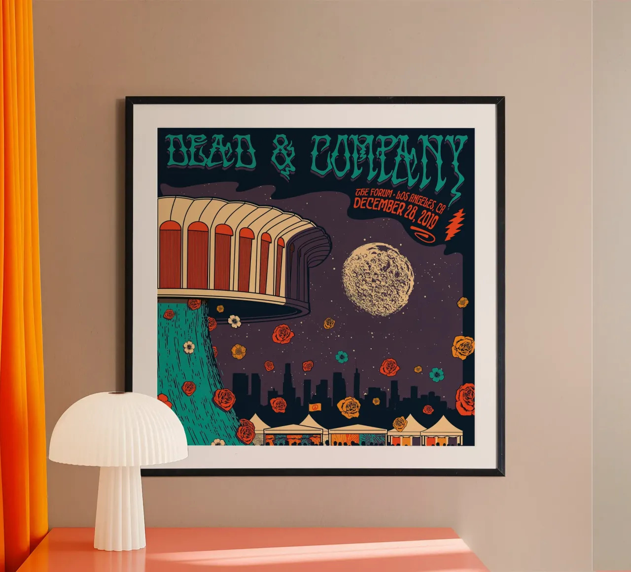 dead and company los angeles poster con telaio in legno da martina