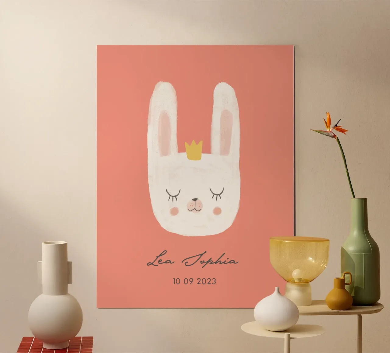 Coniglietto poster con telaio in legno da mymia