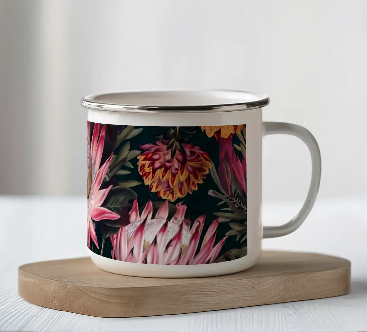 Protea Floral-Night Pattern II tazza in smalto da burcukorkmazyurek