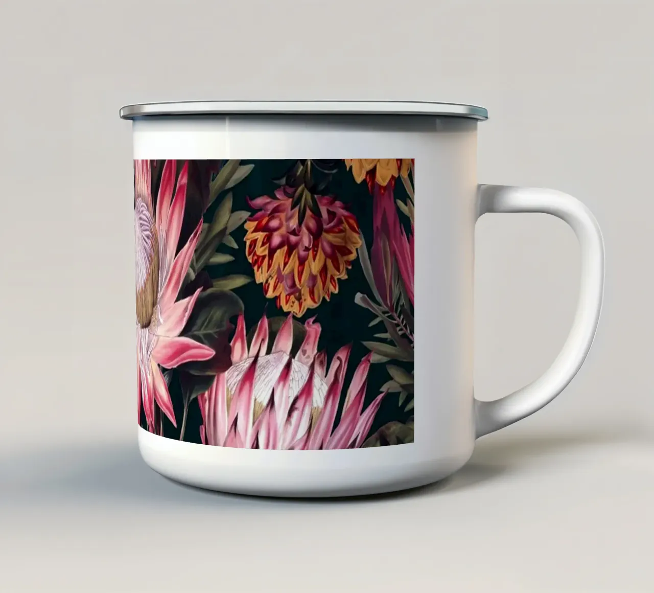 Protea Floral-Night Pattern II tazza in smalto da burcukorkmazyurek