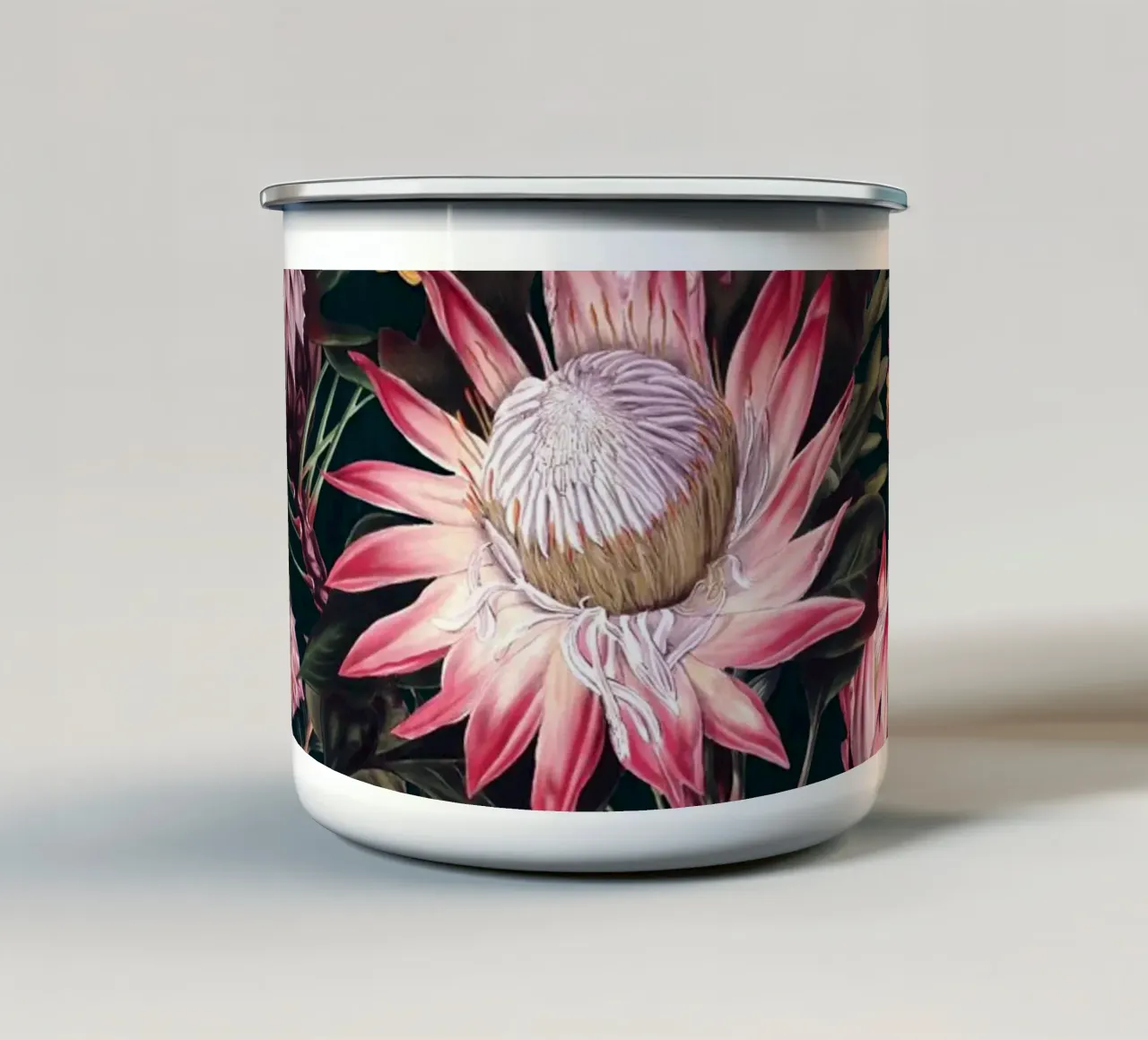 Protea Floral-Night Pattern II tazza in smalto da burcukorkmazyurek