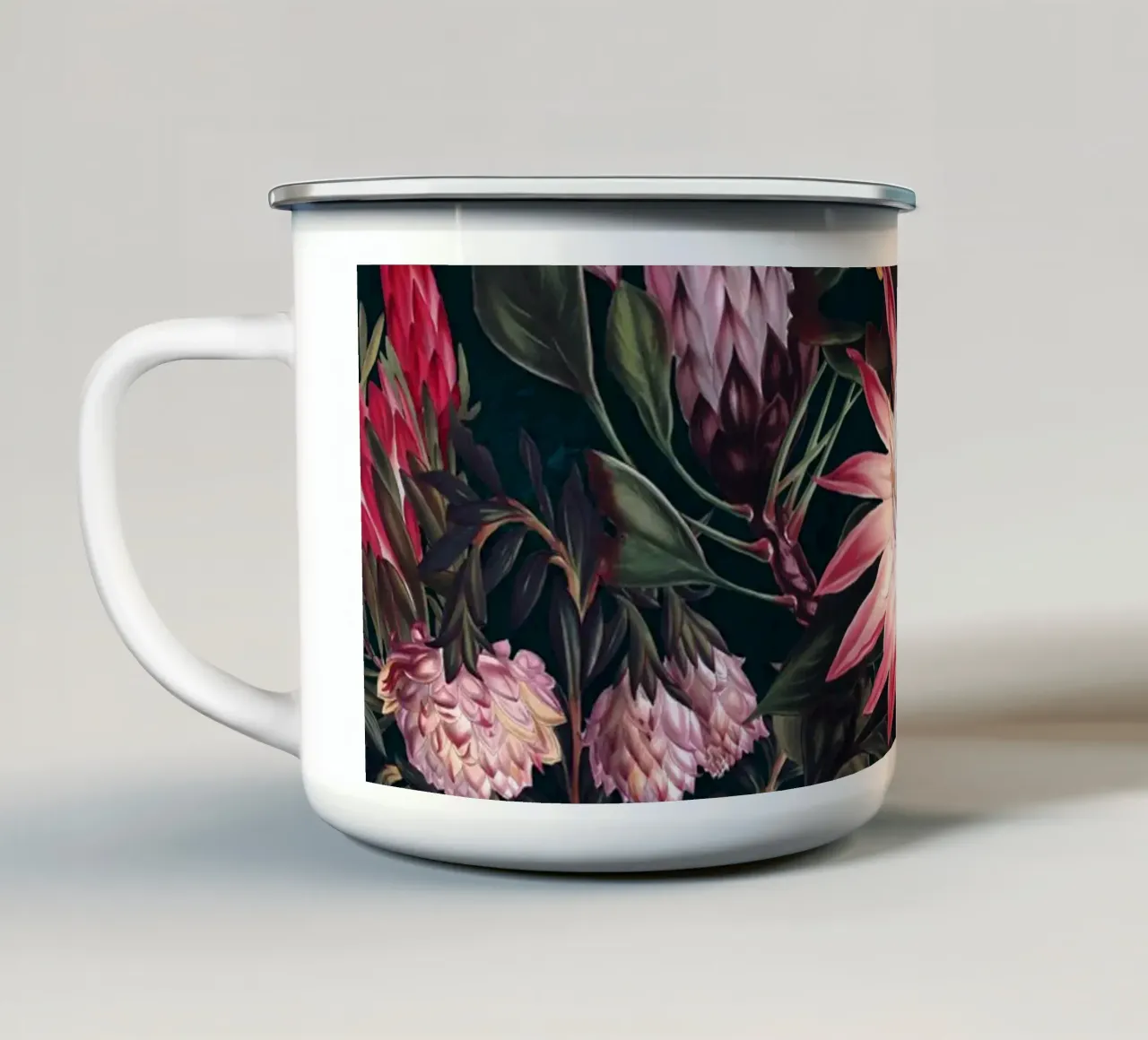 Protea Floral-Night Pattern II tazza in smalto da burcukorkmazyurek