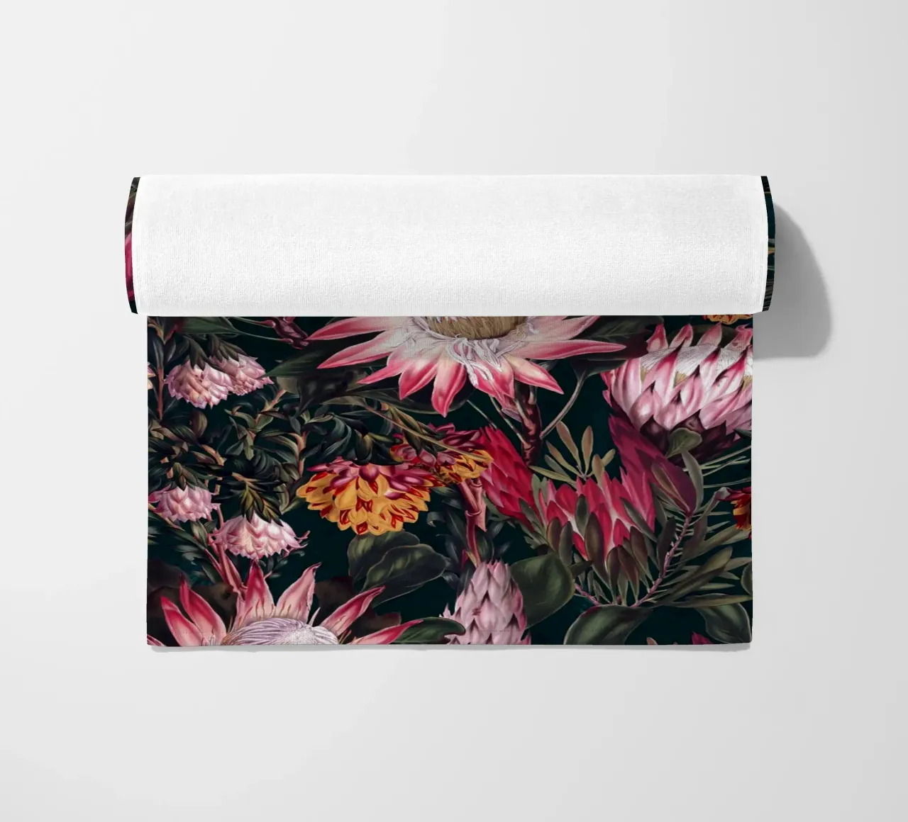 Protea Floral-Night Pattern II beach towel by burcukorkmazyurek