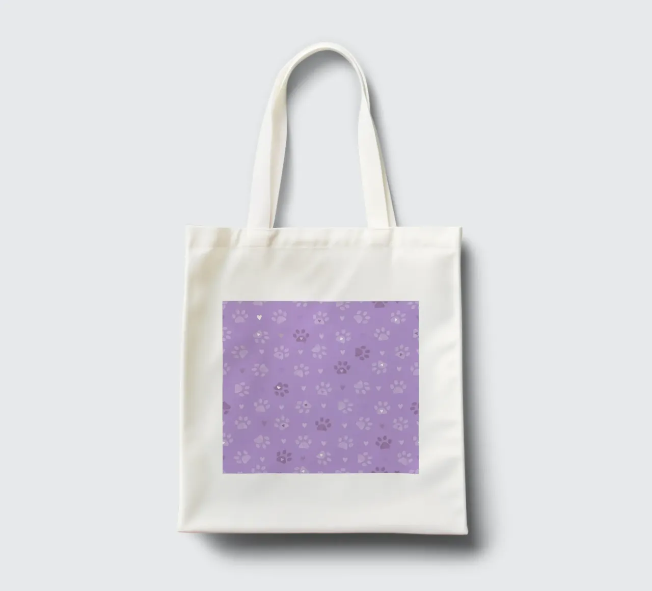 Impronte di zampe color lilla, modello senza cuciture borsa in juta da gulsengunel
