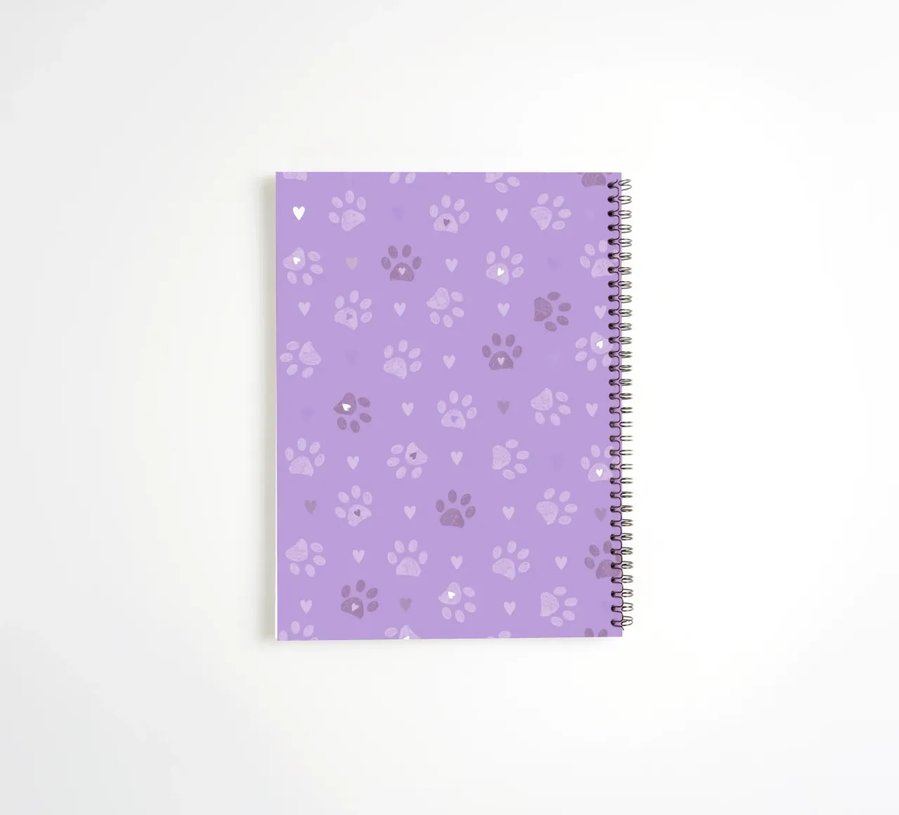 Lilac colored paw prints seamless pattern spiral notebook by gulsengunel