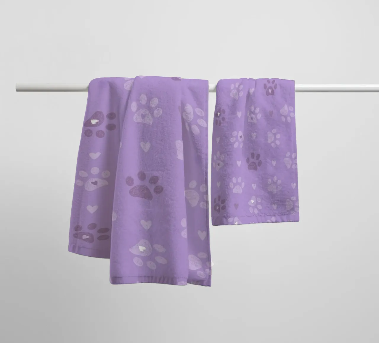 Impronte di zampe color lilla, modello senza cuciture asciugamano da bagno da gulsengunel