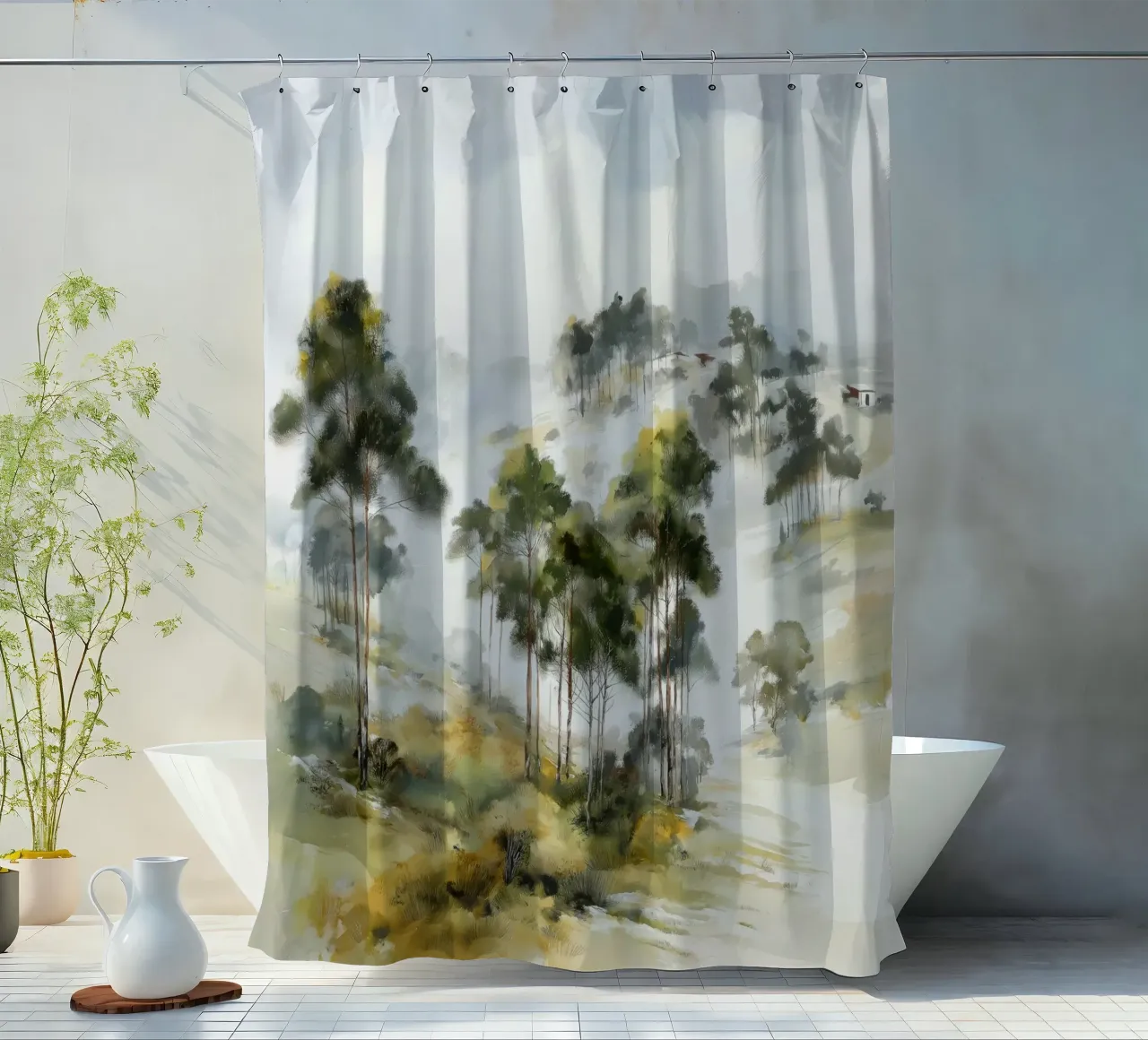 Trees shower curtain by Pictura