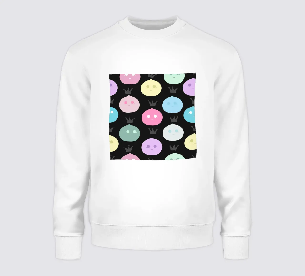 Mochi Queen pattern sfondo nero felpa da gulsengunel