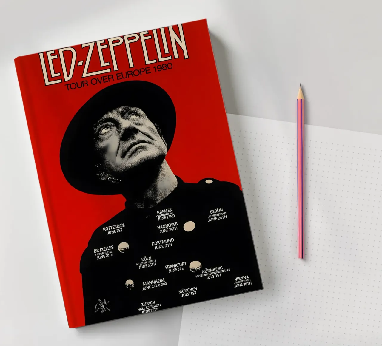 led zeppelin tour over europe 1980 poster notebook by DGUnder