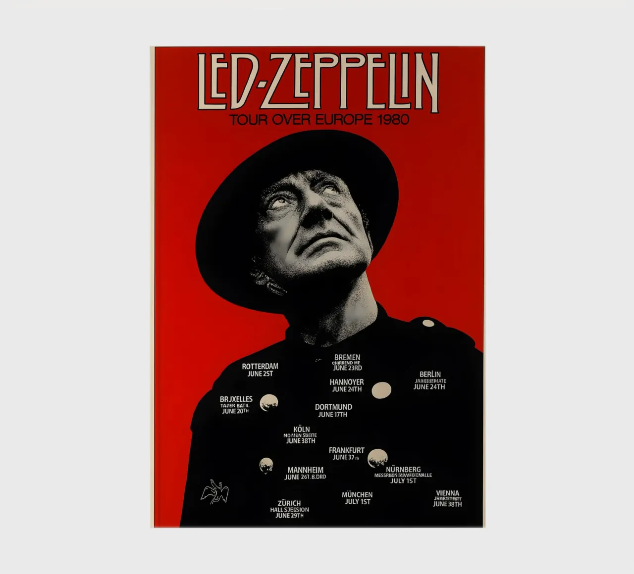 led zeppelin tour over europe 1980 poster notebook by DGUnder