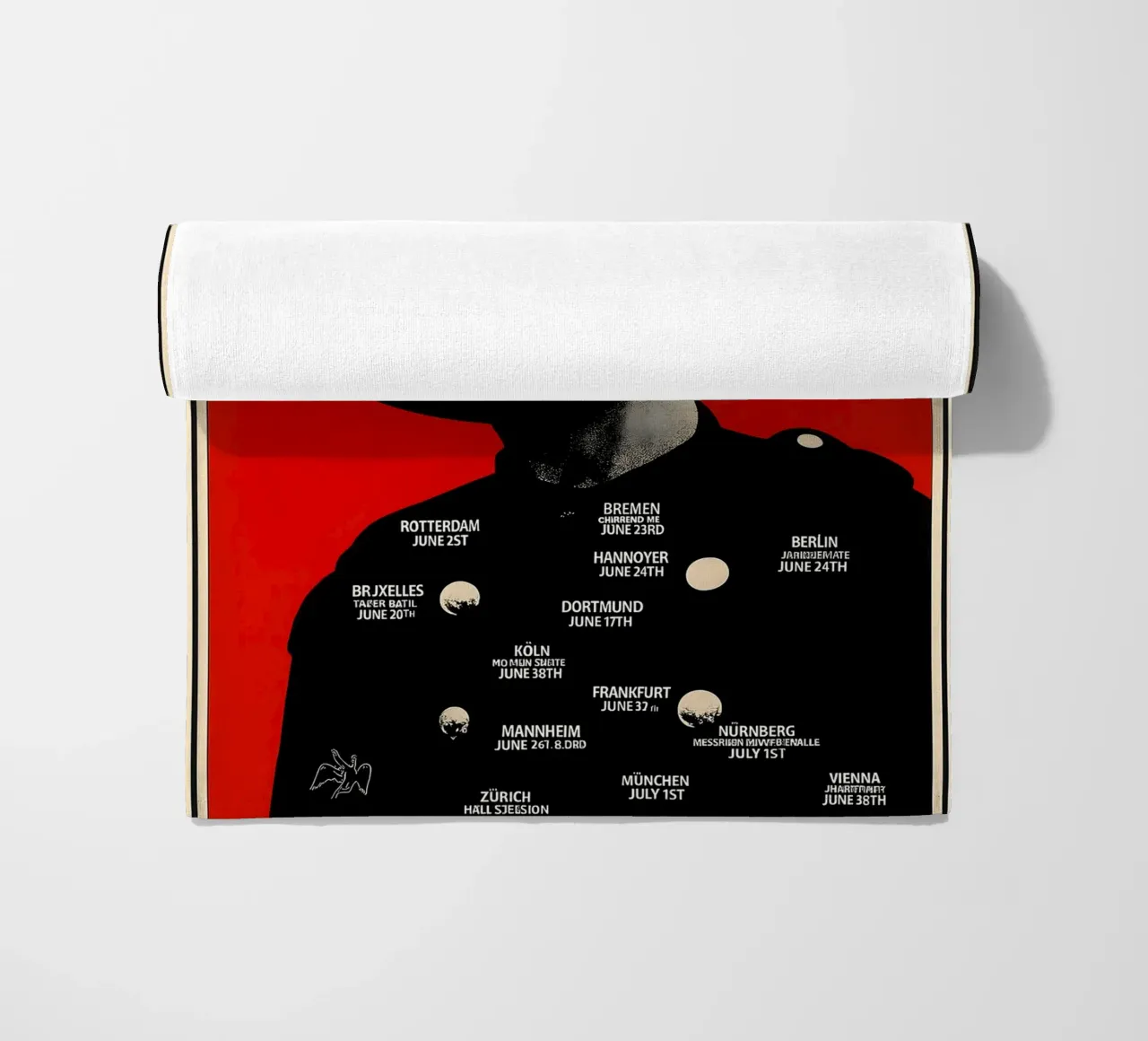led zeppelin tour over europe 1980 poster beach towel by DGUnder