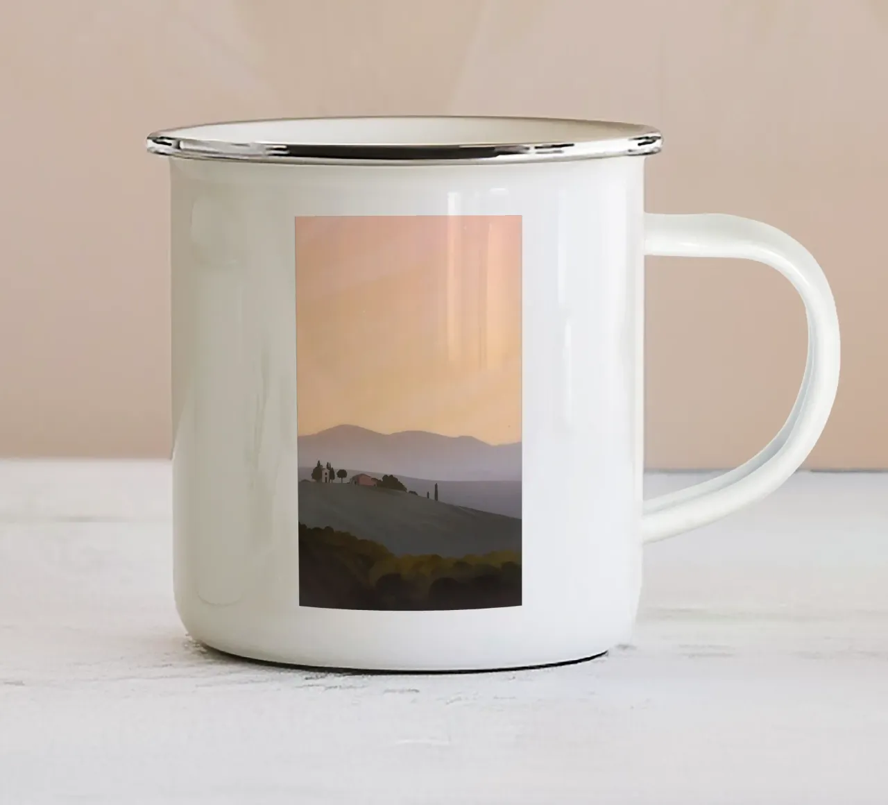 pastel colors horizon clouds enamel mug by prindy