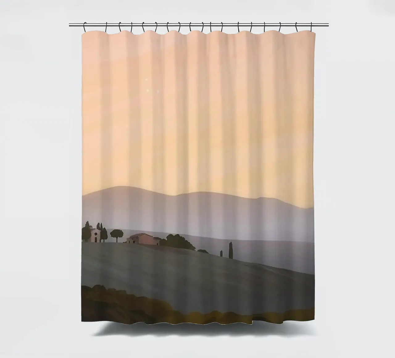 pastel colors horizon clouds shower curtain by prindy