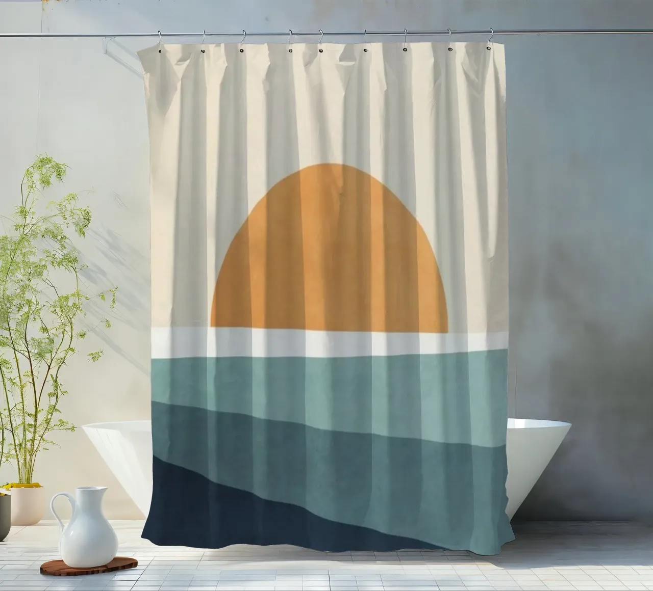water layers sun shower curtain by prindy