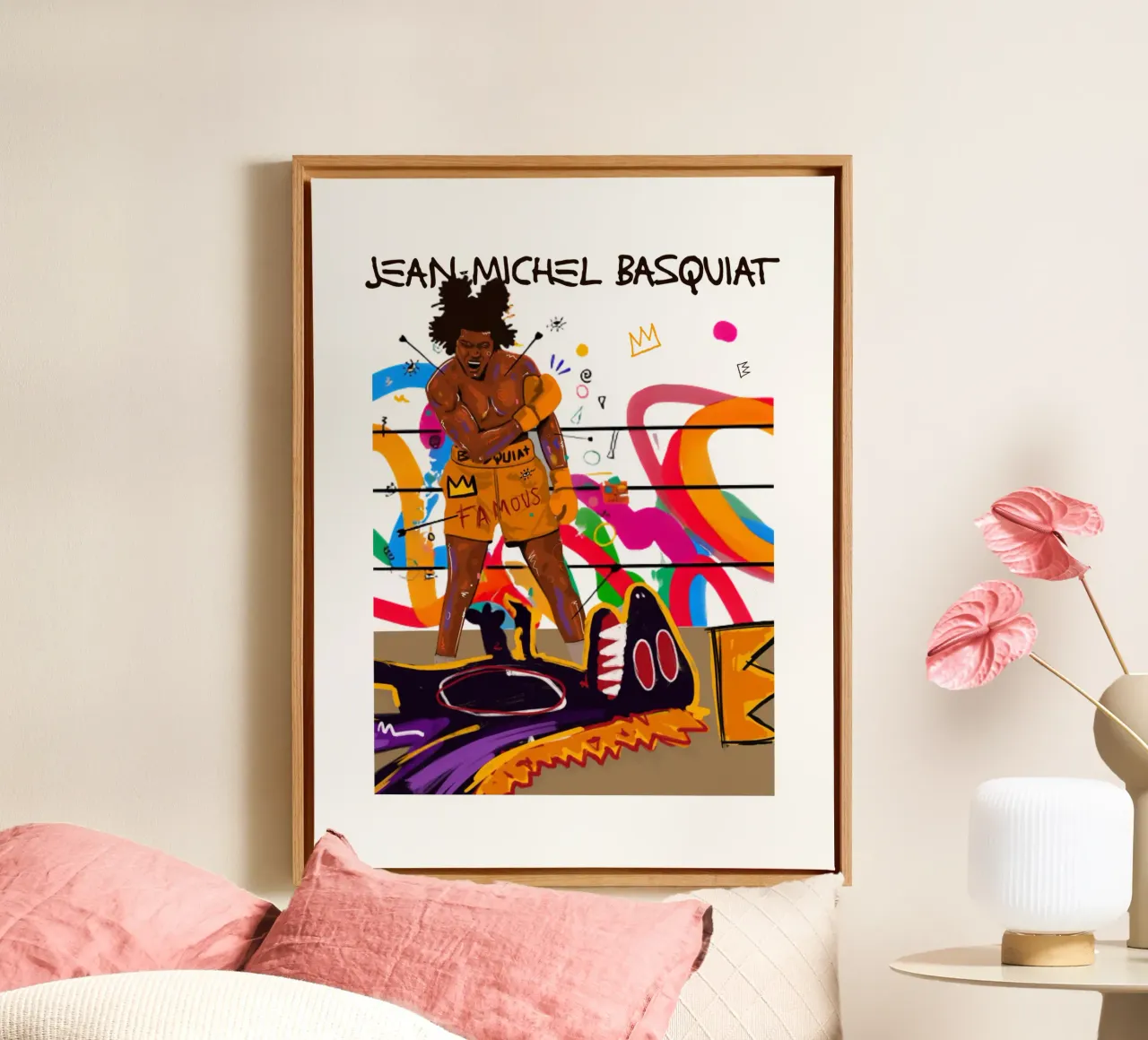Jean Michel Basquiat Boxe tela con Cornice a cassetta da https://www.juniqe.com/uk/shop/Henndraws