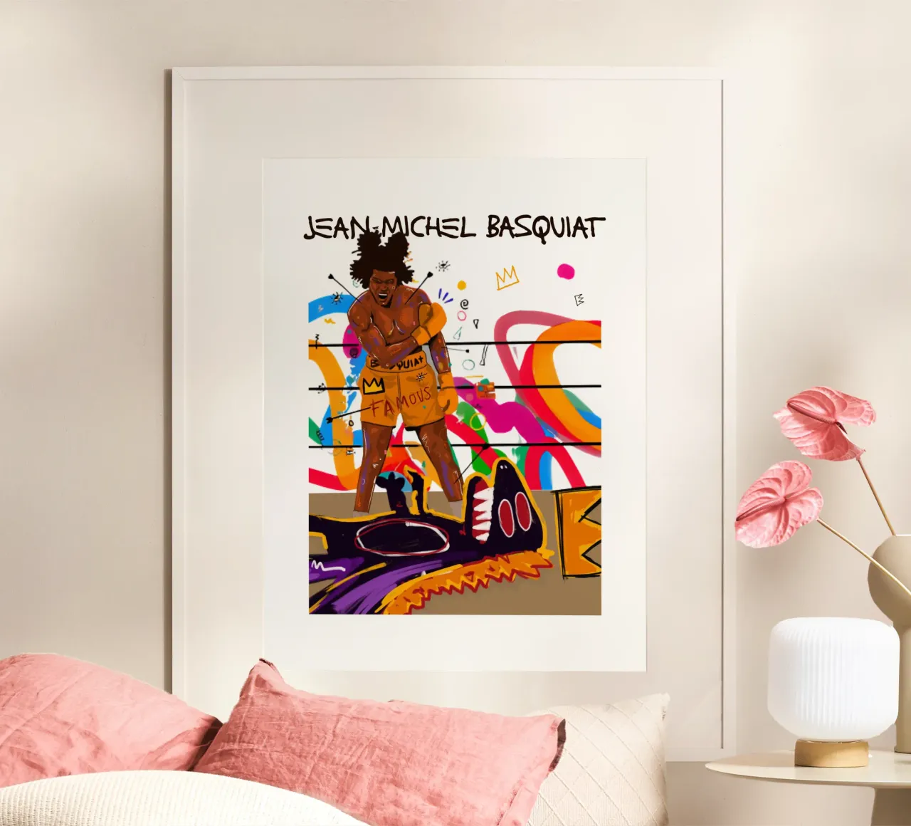 Jean Michel Basquiat Boxe poster con telaio in legno da https://www.juniqe.com/uk/shop/Henndraws