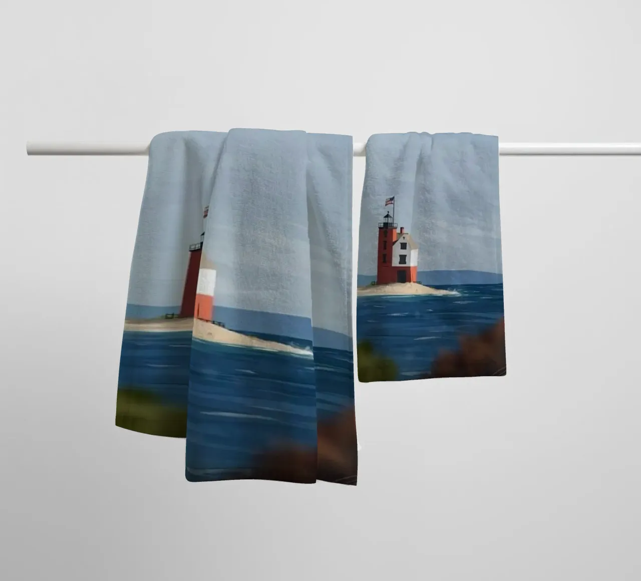 lighthouse ocean towel by prindy