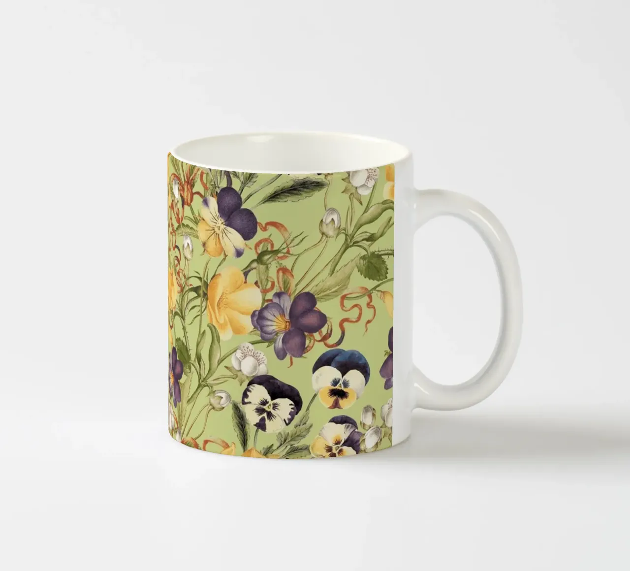 Pansy Floral Pattern ceramic mug by burcukorkmazyurek