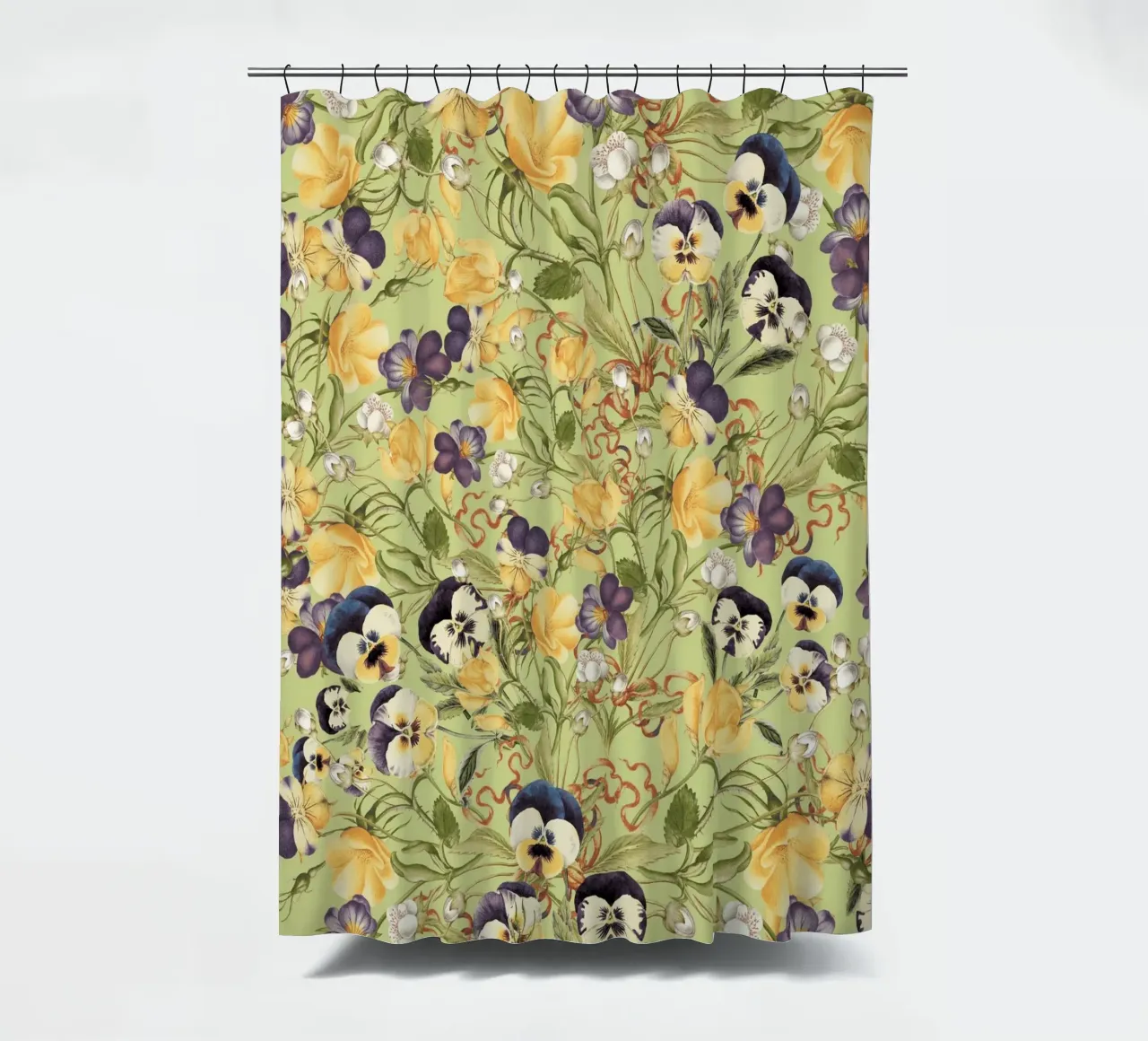 Pansy Floral Pattern shower curtain by burcukorkmazyurek