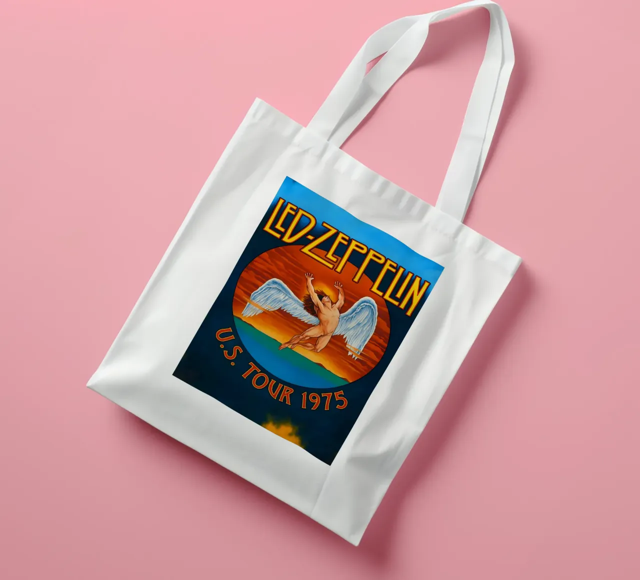 LED-ZEPPELIN प.ड TOUR 1975 Poster tote bag by DGUnder
