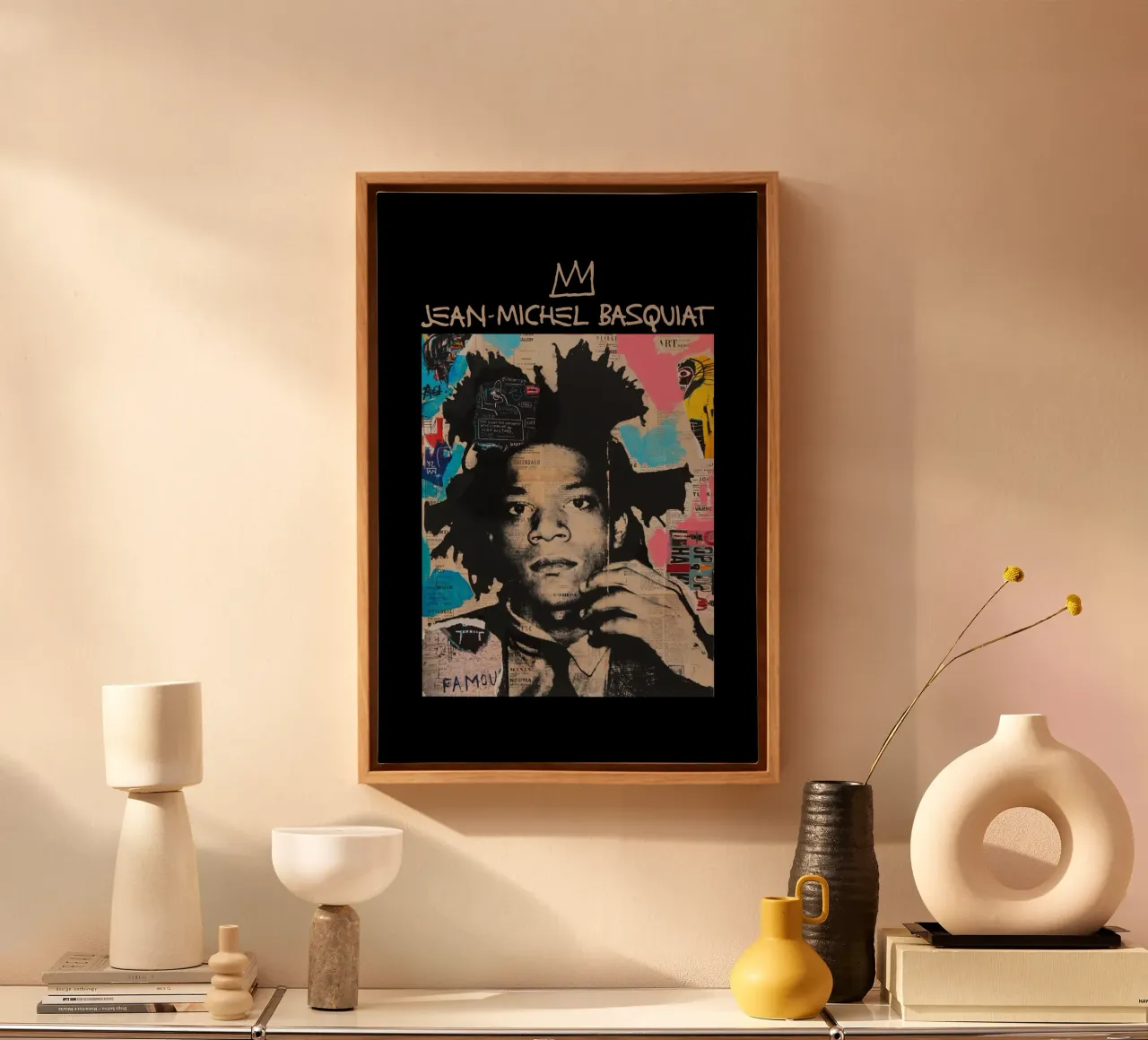 Jean Michel Basquiat 3 canvas met Baklijst van https://www.juniqe.com/uk/shop/Henndraws