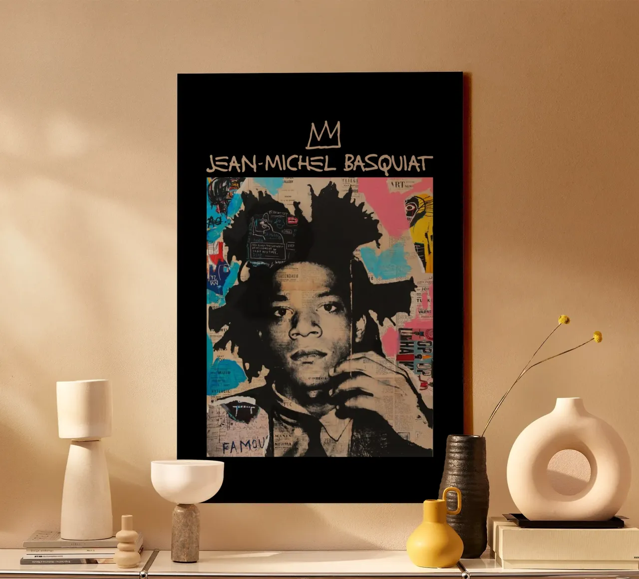 Jean Michel Basquiat 3 canvas met Baklijst van https://www.juniqe.com/uk/shop/Henndraws