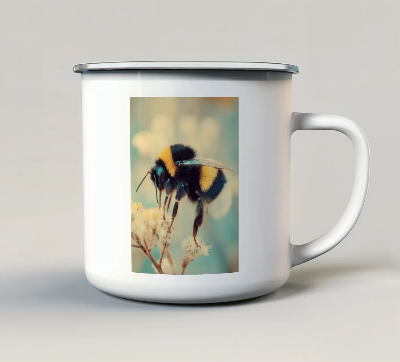 Bumblebee enamel mug by Pictura