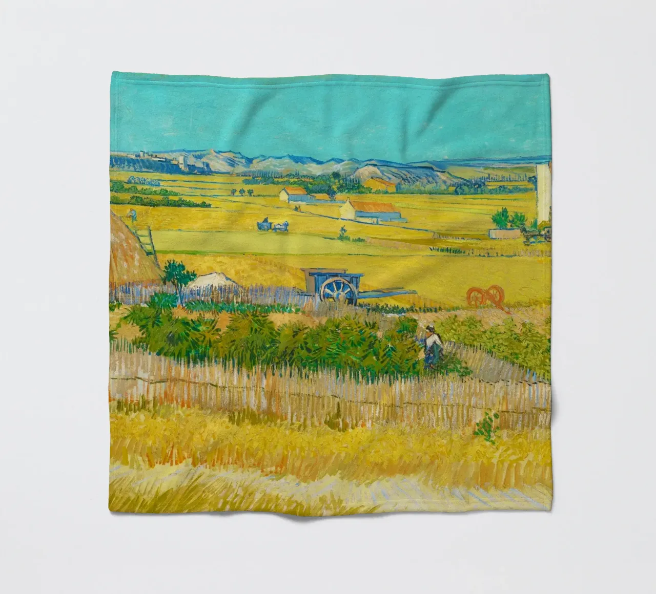 The Harvest (1888) by Vincent van Gogh fleece blanket by Art History
