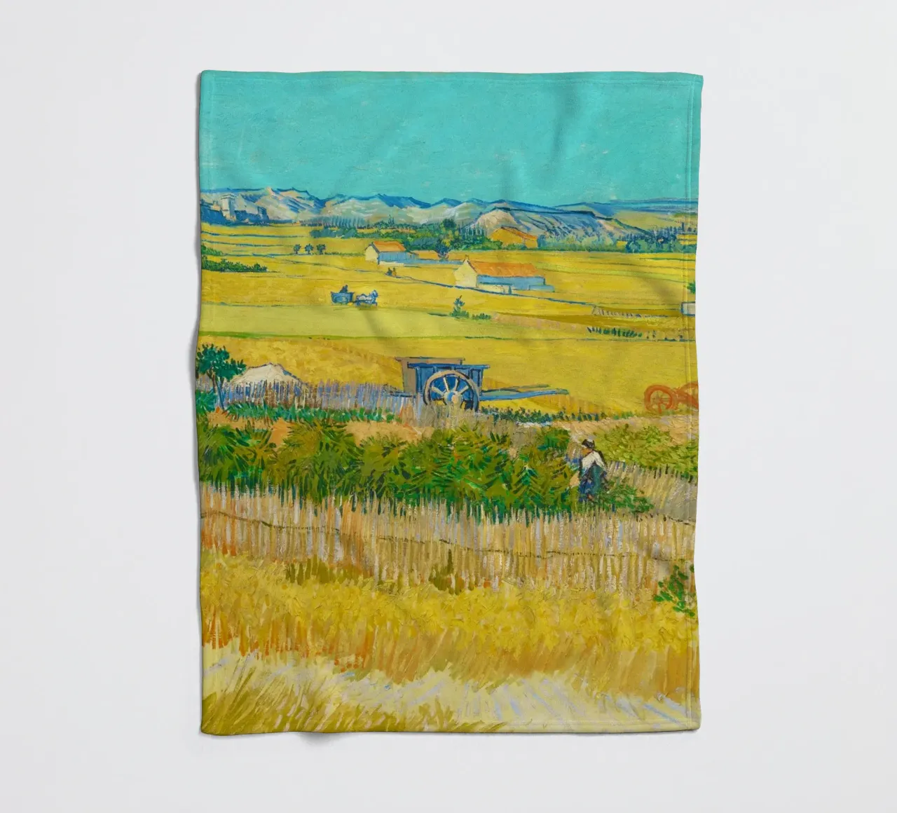 The Harvest (1888) by Vincent van Gogh fleece blanket by Art History