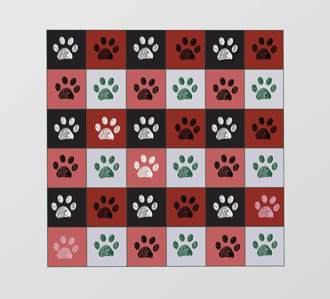 Plaid pattern Christmas design with paw prints photo wallpaper by gulsengunel