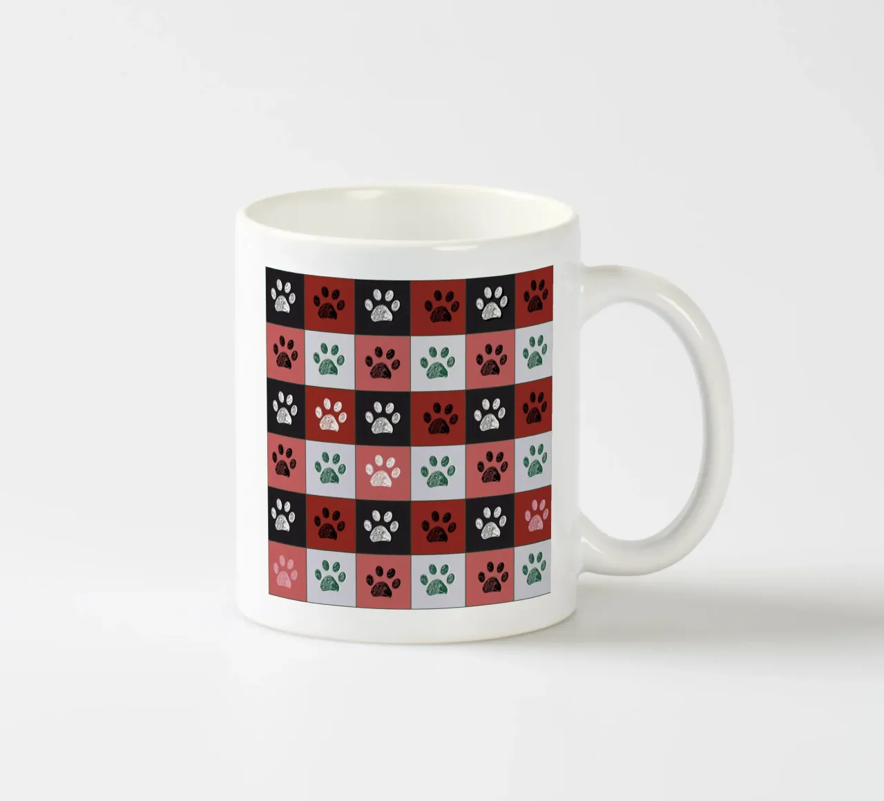 Disegno natalizio a quadri con impronte di zampe tazza in ceramica da gulsengunel