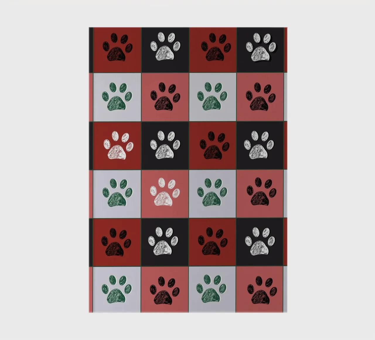 Plaid pattern Christmas design with paw prints notebook by gulsengunel