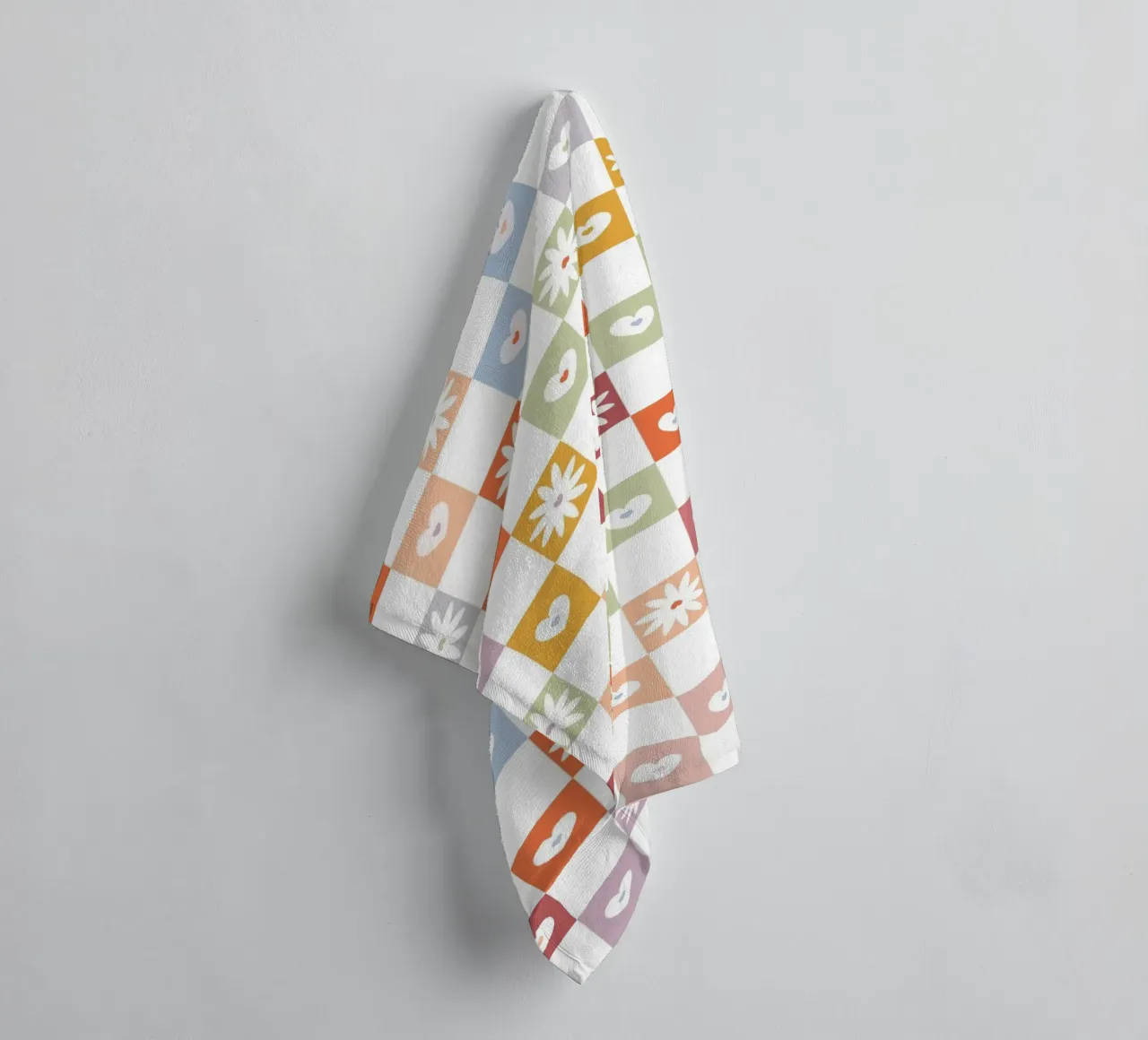 Plaid pattern Christmas design with paw print towel by gulsengunel