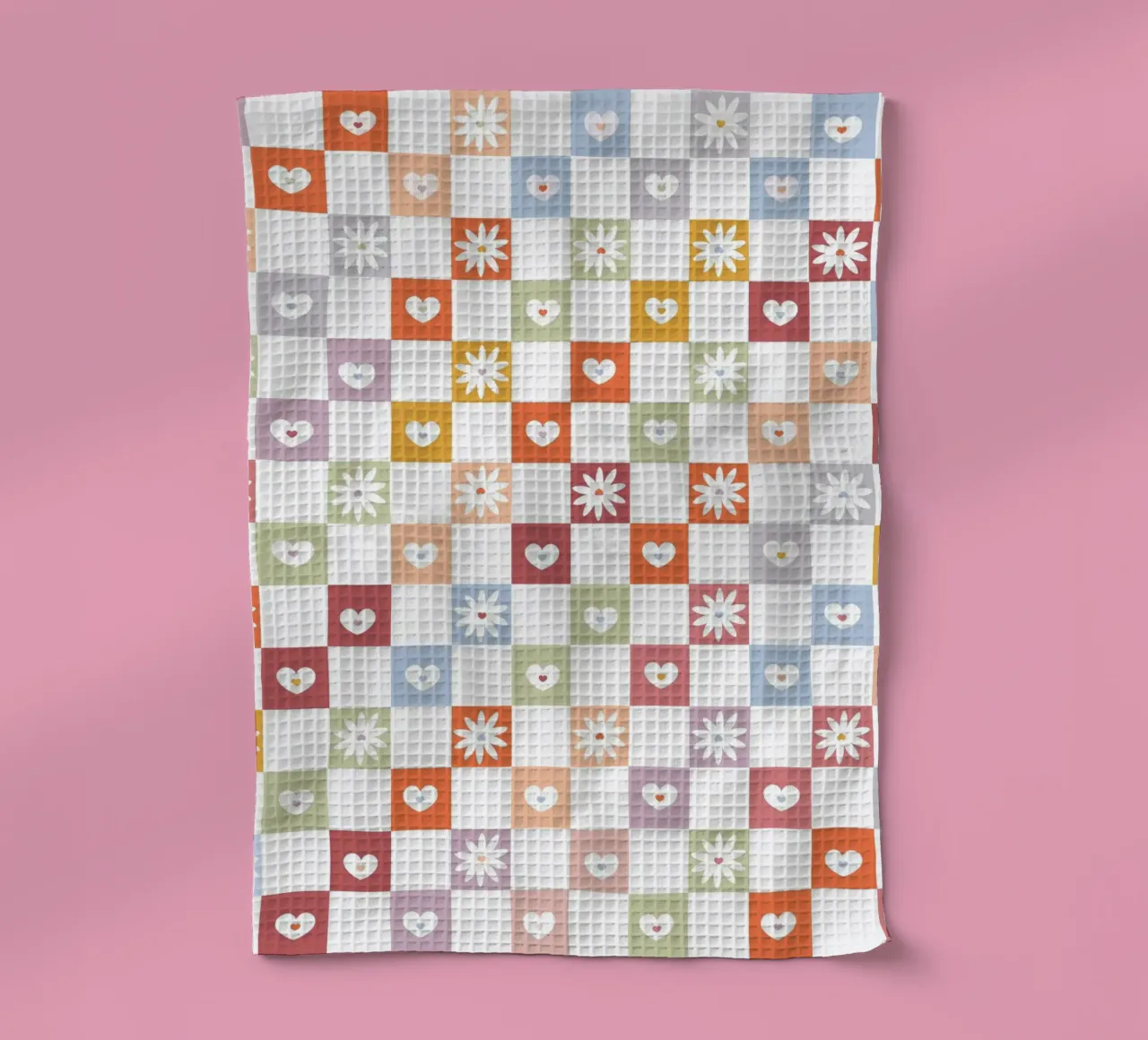 Plaid pattern Christmas design with paw print tea towel by gulsengunel