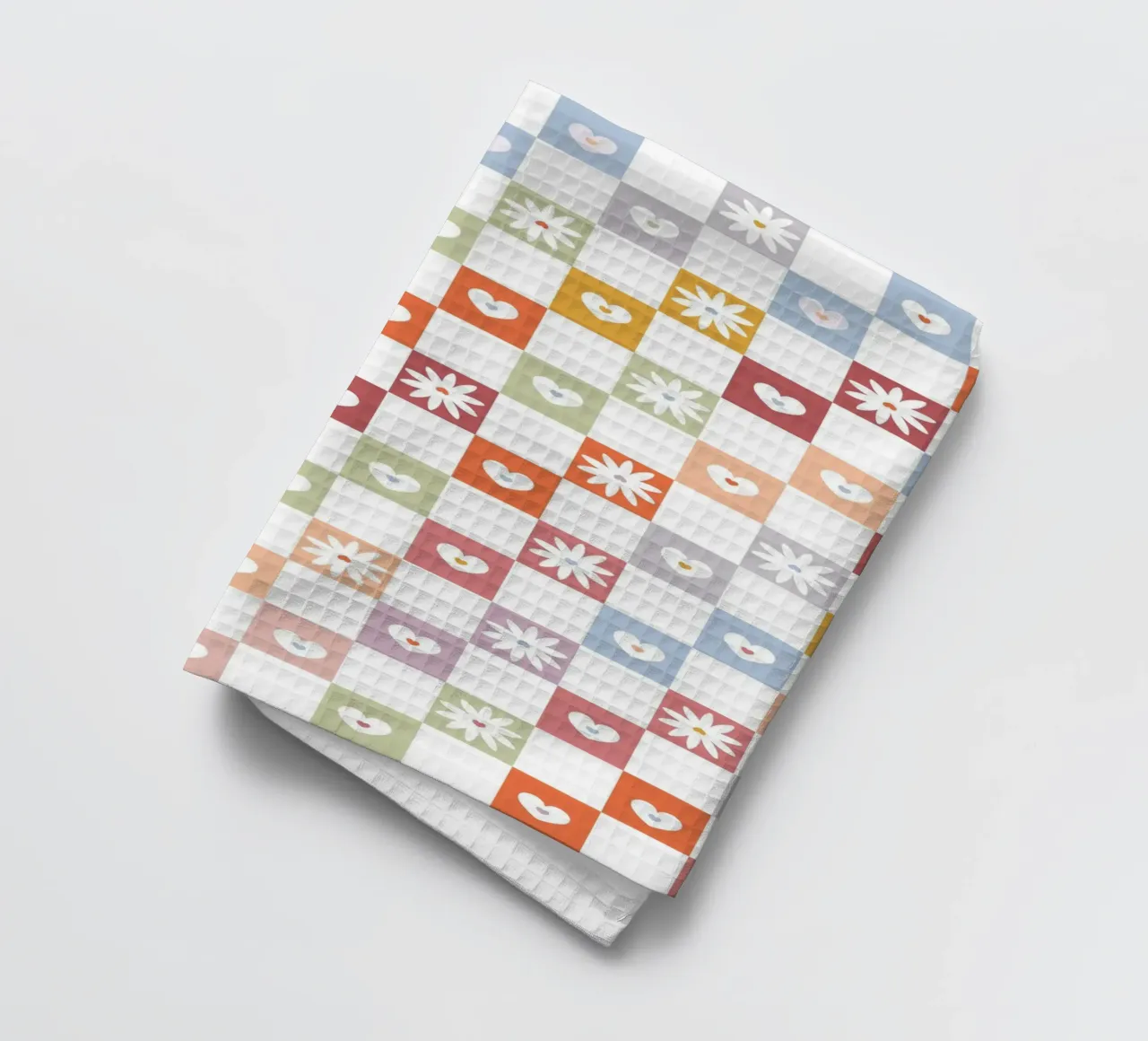 Plaid pattern Christmas design with paw print tea towel by gulsengunel