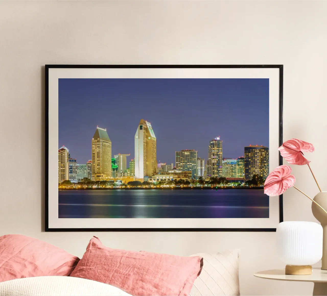 Notti di San Diego poster con telaio in alluminio da Wanderlust Vibes