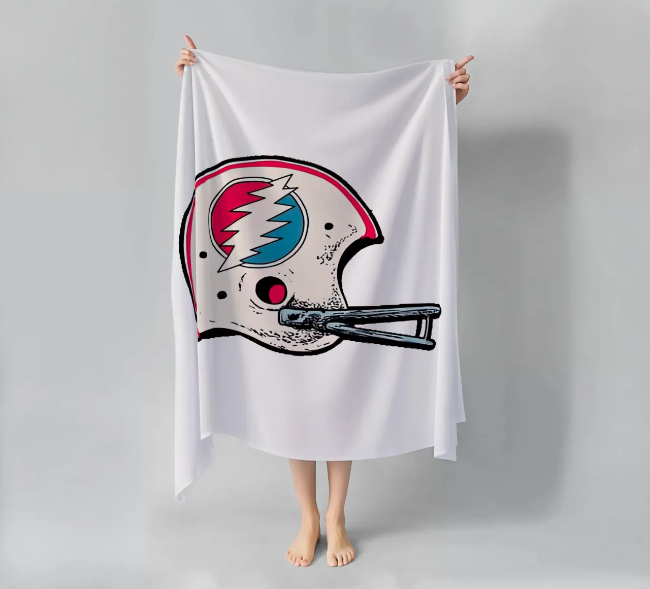dead+co rugby helmet beach towel by martina